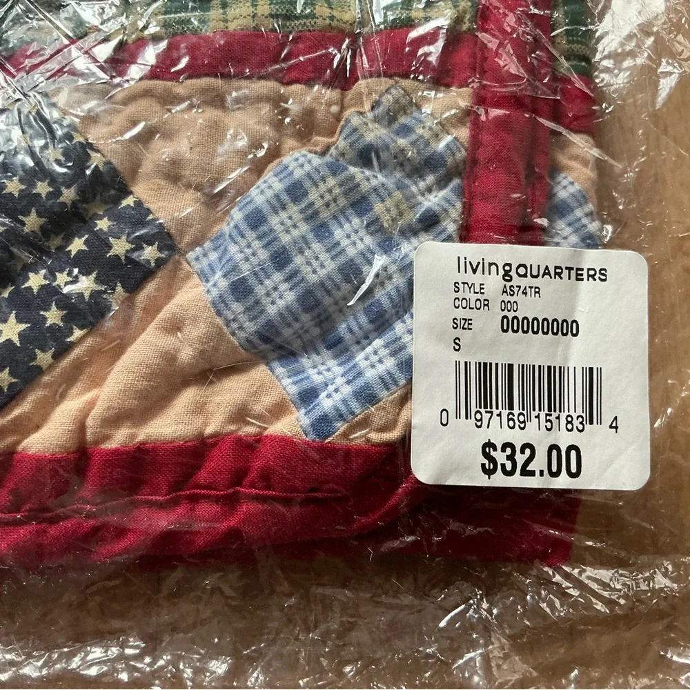 Vintage living quarters quilted table runner holiday multicolored plaid 68x14
